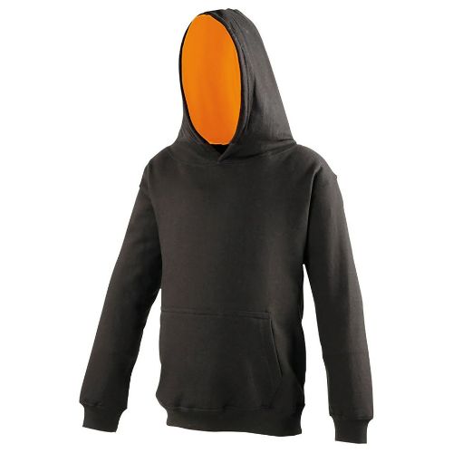 Awdis Just Hoods Kids Varsity Hoodie Jet Black/Orange Crush